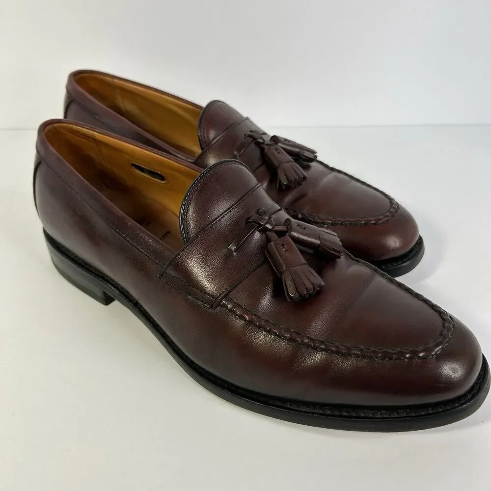 ALLEN EDMONDS Men Loafers Grayson 10.5 D Burgundy Slip-On Dress Shoes Tassel
